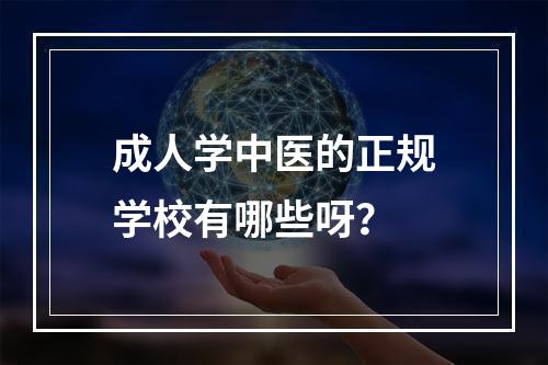 成人学中医的正规学校有哪些呀？