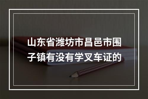 山东省潍坊市昌邑市围子镇有没有学叉车证的