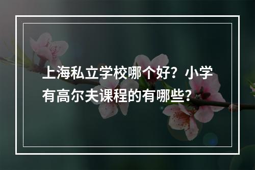 上海私立学校哪个好？小学有高尔夫课程的有哪些？