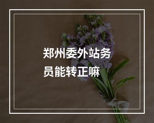 郑州委外站务员能转正嘛