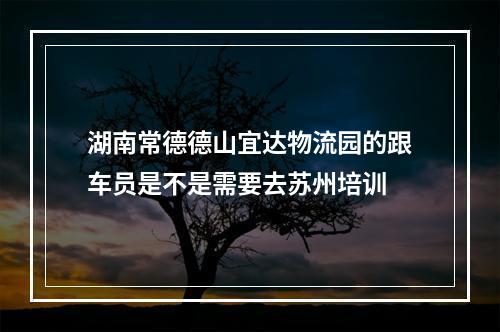 湖南常德德山宜达物流园的跟车员是不是需要去苏州培训