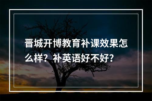 晋城开博教育补课效果怎么样？补英语好不好？