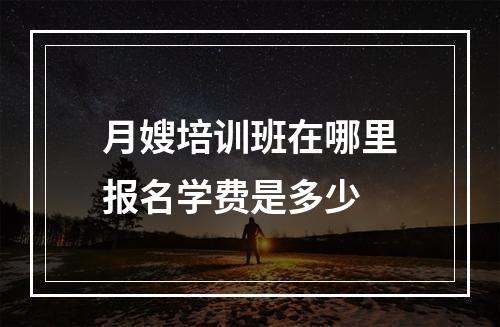 月嫂培训班在哪里报名学费是多少