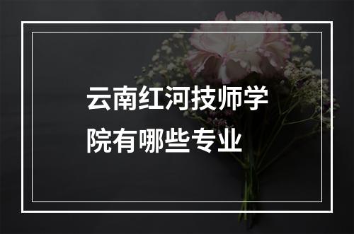 云南红河技师学院有哪些专业