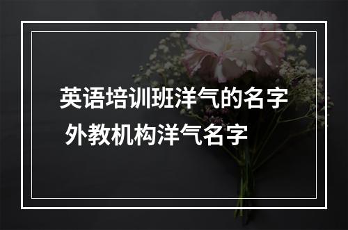 英语培训班洋气的名字 外教机构洋气名字