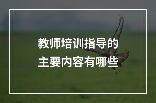 教师培训指导的主要内容有哪些