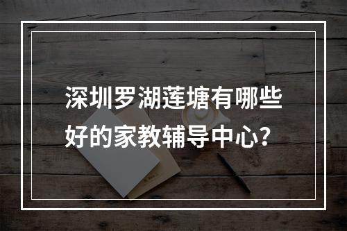 深圳罗湖莲塘有哪些好的家教辅导中心？