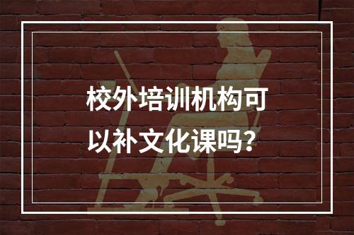 校外培训机构可以补文化课吗？