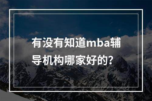 有没有知道mba辅导机构哪家好的？