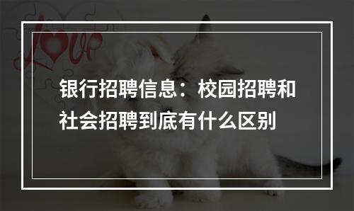 银行招聘信息：校园招聘和社会招聘到底有什么区别