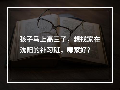 孩子马上高三了，想找家在沈阳的补习班，哪家好？