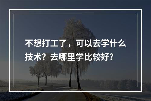 不想打工了，可以去学什么技术？去哪里学比较好？