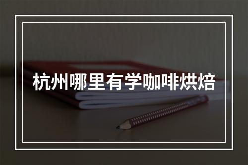 杭州哪里有学咖啡烘焙