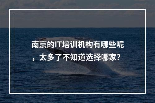 南京的IT培训机构有哪些呢，太多了不知道选择哪家？