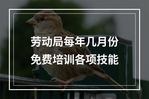 劳动局每年几月份免费培训各项技能