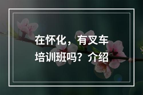 在怀化，有叉车培训班吗？介绍