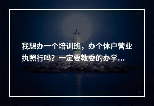 我想办一个培训班，办个体户营业执照行吗？一定要教委的办学许可证吗？