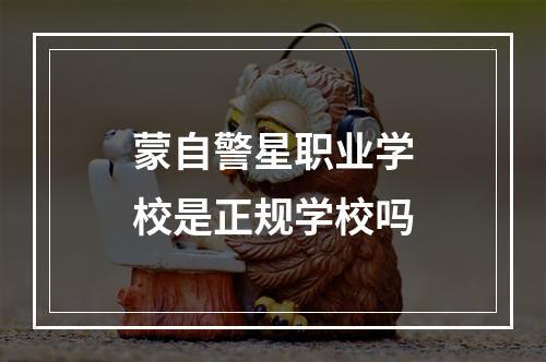 蒙自警星职业学校是正规学校吗