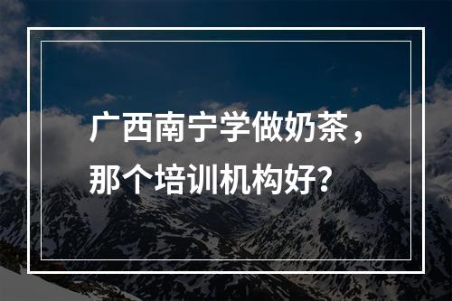 广西南宁学做奶茶，那个培训机构好？