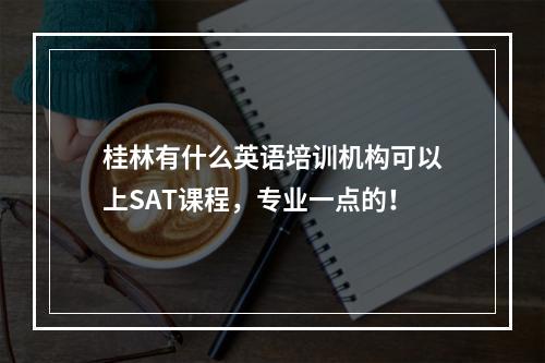 桂林有什么英语培训机构可以上SAT课程，专业一点的！