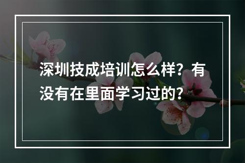 深圳技成培训怎么样？有没有在里面学习过的？