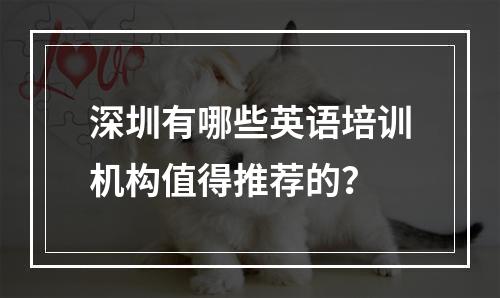 深圳有哪些英语培训机构值得推荐的？