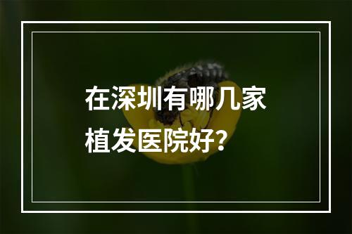 在深圳有哪几家植发医院好？