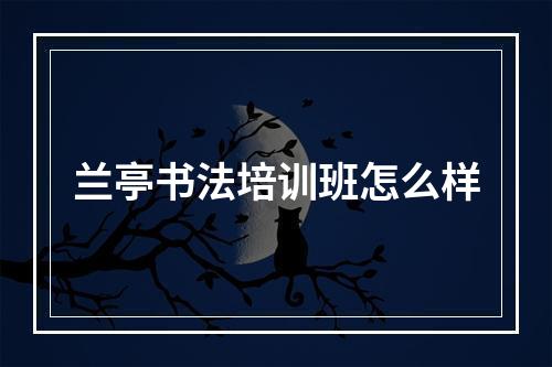 兰亭书法培训班怎么样