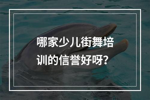 哪家少儿街舞培训的信誉好呀？