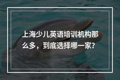 上海少儿英语培训机构那么多，到底选择哪一家？