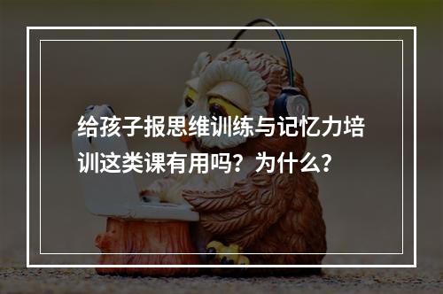 给孩子报思维训练与记忆力培训这类课有用吗？为什么？