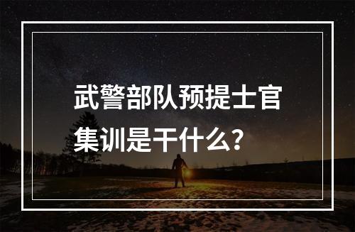 武警部队预提士官集训是干什么？