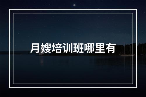 月嫂培训班哪里有