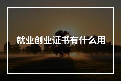 就业创业证书有什么用