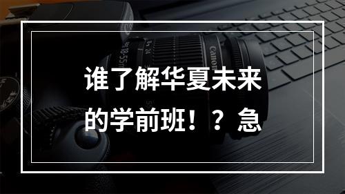 谁了解华夏未来的学前班！？急