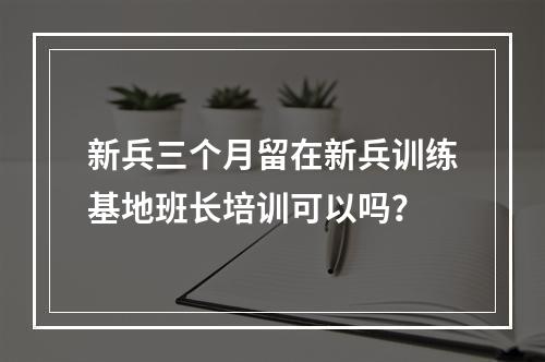 新兵三个月留在新兵训练基地班长培训可以吗？