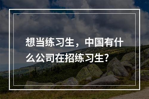 想当练习生，中国有什么公司在招练习生?