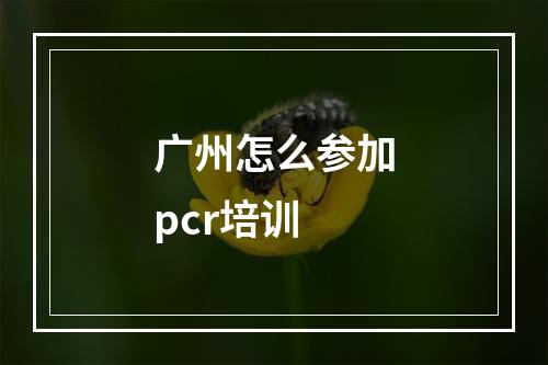 广州怎么参加pcr培训