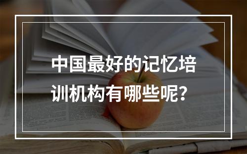 中国最好的记忆培训机构有哪些呢？