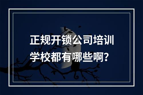 正规开锁公司培训学校都有哪些啊？