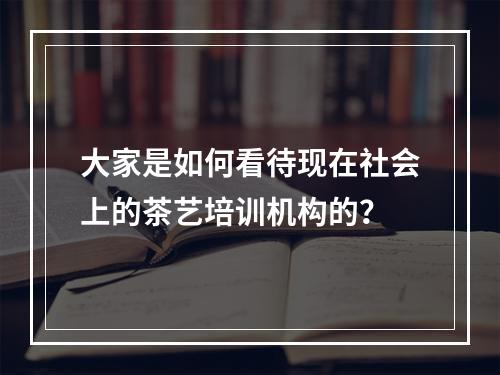 大家是如何看待现在社会上的茶艺培训机构的？