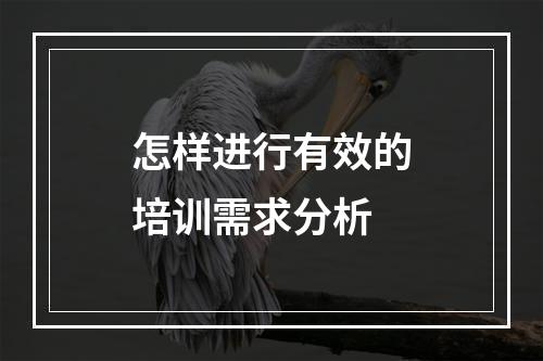 怎样进行有效的培训需求分析