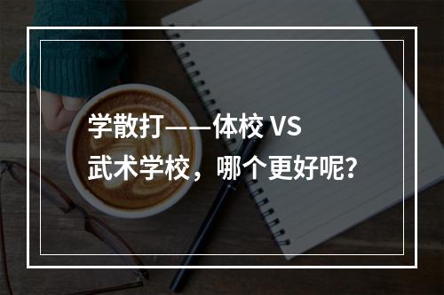 学散打——体校 VS 武术学校，哪个更好呢？