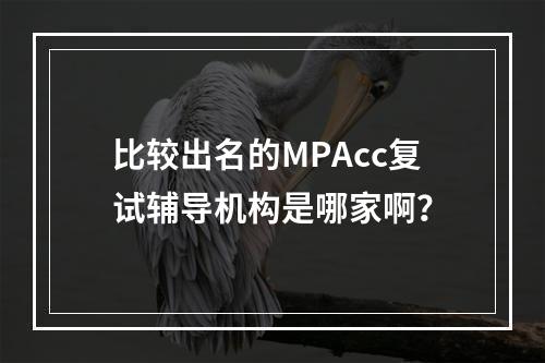 比较出名的MPAcc复试辅导机构是哪家啊？