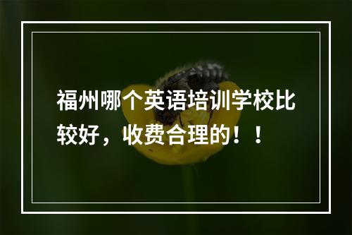 福州哪个英语培训学校比较好，收费合理的！！