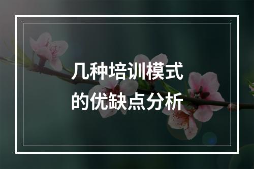 几种培训模式的优缺点分析