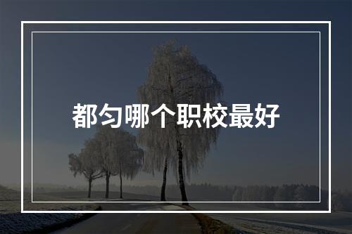 都匀哪个职校最好