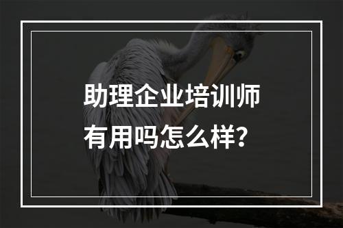 助理企业培训师有用吗怎么样？