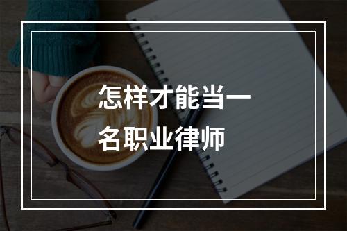 怎样才能当一名职业律师