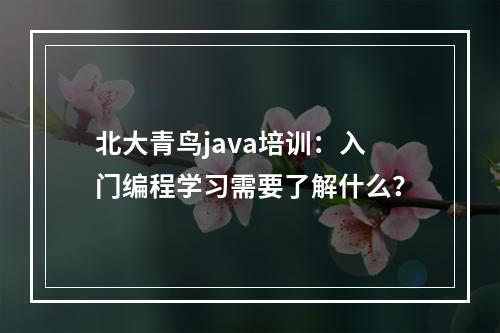 北大青鸟java培训：入门编程学习需要了解什么？